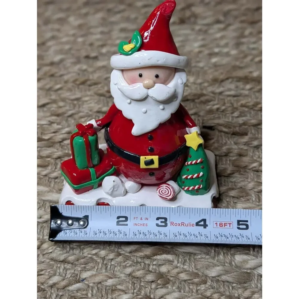 Vintage Christmas Shoppe Santa Stocking Holder Clay Dough Style Cast Iron Base